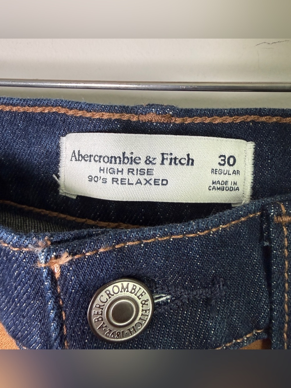 Abercrombie & Fitch High Rise 90s Relaxed Jeans Western Contrast Yoke Cowboy 30 - Picture 5 of 11